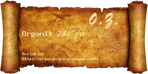 Orgonik Zóra névjegykártya